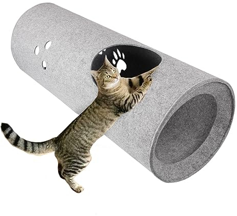 Katzentunnel, Katzenkratzer Katzen Spielplatz; Katzenschlafplatz, 2-Wege Faltbar Kätzchen Tunnel Katzenspielzeug interaktives Pop-Up-Labyrinthhaus-Spielzeug für Kaninchen,Welpen,Frettchen (Grau)