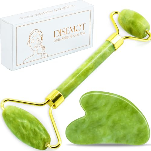Disemot Jade Stein Massageroller, Anti-Aging & Hautpflege, Kühlend, Gesichts-Massage, Neu, Rolling & Scraping, Facial Roller