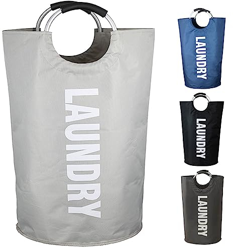 Armo® 90L Large Laundry Basket Foldable Collapsible Freestanding Washing Bin Basket (Light Grey)