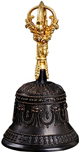 Metall-Tee-Handglocke, Glockenalarm, Messing-Handglocke, Hochzeitsglocken, Kirche, Erntedankfest, Gebet, Kronenform, Handglocke, Esstisch-Relief-Dekoration, Service-Glocke, (Farbe: Vintage-Farbe, Größ