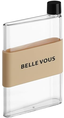BELLE VOUS flacher Kunststoff-Wasserflasche, 480 ml, BPA-frei, schlank, wiederverwendbar, ideal für Sport, Reisen/Camping und Schule, passt in jede Tasche