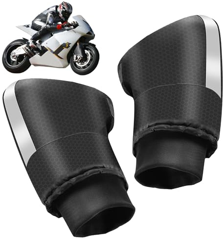 Monozoz Gants Moto Hiver Automne Universel Manchon Poignées De Guidon Moto Imperméable Anti Vent/Froid Moufles De Protection Thermique Doublure Velours Chaud Epais Protège-Mains pour Scooter