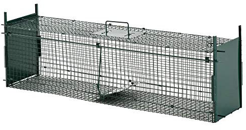 PawHut Two-Door Live Trap for Small Animals, Outdoor and Indoor Animal Trap for Rat, Mice, 100 x 25 x 28cm - Dark Green