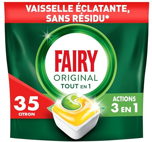 Fairy Original Spülmaschinentabs, All in 1, Zitrone, 35 Kapseln, wirksam auch auf eingebranntem Fett