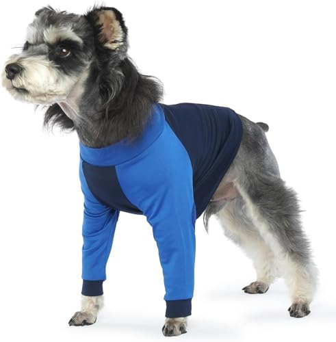 LeLePet Hunde-Wundschutz für Vorderbeine, Chirurgie-Genesungsanzug für weibliche Männer, Haustier-Bein-Wundschutz nach Operationen, Ellenbogenschutz, Vorderbeinmanschette gegen Lecken, Blau, Größe S | Anti-Leck-Vorderbeinstütze, Body nach Operationen, Kegel-Alternative, Hundeschultergelenk-Ellenbogenschutz