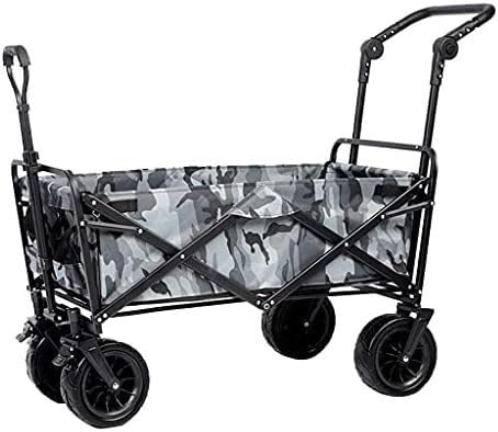 CRBUDY Einkaufswagen, zusammenklappbarer Outdoor-Mehrzweckwagen, zusammenklappbarer Campingwagen, Gartenwagen mit 4 Rädern, tragbarer Angelwagen für den Außenbereich, Handwagen