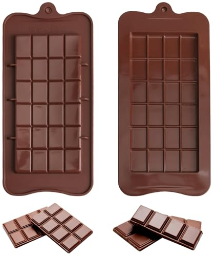 2Pcs Silicone Chocolate Bar Moulds Large Deep Chocolate Bar Mould Break Apart Molds for DIY Ice Cube Tray Candy Jelly Non Stick Reusable, 24 Cell