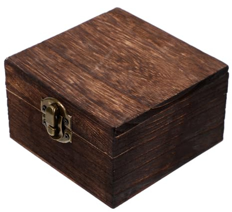 Garneck Wood Jewelry Box with Lid Small Wooden Trinket Box for Rings Earrings Keys and Accessories Desktop Storage Case for Home Use 3.94 X 3.94 X 2.36 in 1 Pc