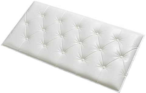 HLTQL Wandpaneele Polster Selbstklebend、Wandpolsterung、Gepolsterte Wandpaneele Bett、Polsterelemente、Wandkissen Selbstklebend、Polster Kopfteil(#White)