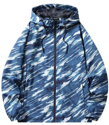 ZACOLLAN Jacke Herren Persönlichkeit Gutaussehend Trend Hoodie Jacke Herren Casual Mode Sport Übergangsjacke Herren Camping Bergsteigen Workout Outdoorjacke Herren F-Blue 3XL