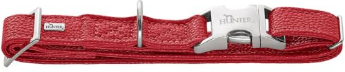 HUNTER Sofia ALU-Strong Hundehalsung | Kunstleder in Nappa-Optik, stufenlos verstellbar, Alu-Klickverschluss, Made in Germany, Farbe: Rot, Größe: L