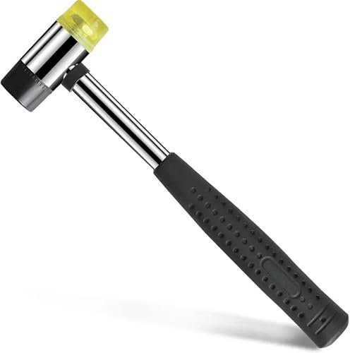 TECHZOCO Martillo de goma de doble cara de instalación, Martillo de mazo, martillo suave, Maza de goma, Herramienta de impacto suave, Martillos de cabeza desmontable, Cabeza 25 mm