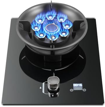 1 Cuisinière À Gaz, Brûleur En Cuivre Moulé En Verre Trempé Noir De 5,2 KW, Cuisinière De Conversion Au Gaz Naturel/gaz De Pétrole Liquéfié, Avec Protection Contre L'extinction Et Minuterie(NG)