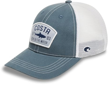 Costa Del Mar Mens Costa Chatham Shark Twill Trucker Hat, Shark, One Size