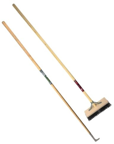 Synx Tools Cepillo para Juntas con Mango de 150 cm y Escoba de Alambre de Acero - Escoba para Exteriores - Alambre de Acero - con Mango de 150 cm