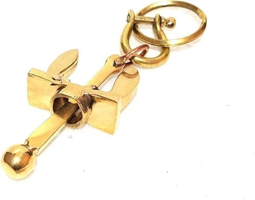 RK NAUTICAL INSTRUMENT Porte-clés ancre nautique en laiton doré, Doré/cuivre, 2.5