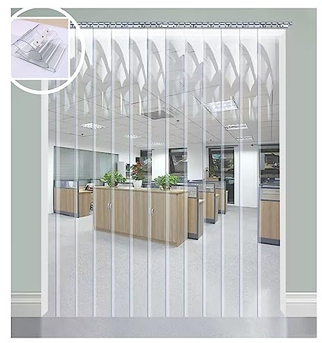 Streifentürvorhang-Set, PVC-Streifenvorhang-Lamellen, transparente wasserdichte Kunststoffstreifen, Türvorhang für Terrasse, Industrie, Garage (Größe: 105 x 210 cm)