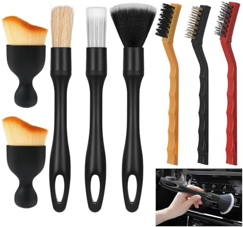 Keratobleem 8 pcs Car Detailing Brush Set, Car Brush Interior | Car Detailing Brushes Duster with Soft Bristles,Car Cleaning Brush Dust Removal Brushes Tool for Interior/Exterior Automotive