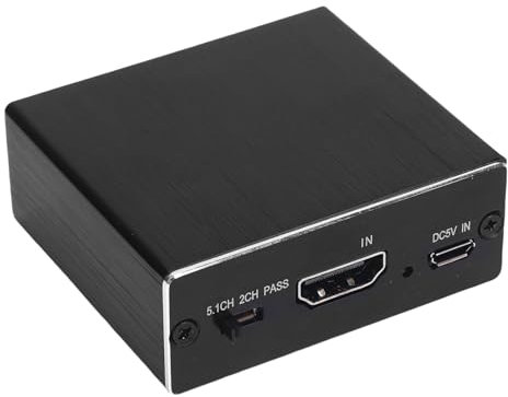 Goshyda Estrattore Audio HDMI, 4K da HDMI a S/PDIF Optical S/PDIF AUX 3,5 Mm Extractor Slitter Converter, Support 2,0CH 5.1Ch Modalità Pass, per Home Theater