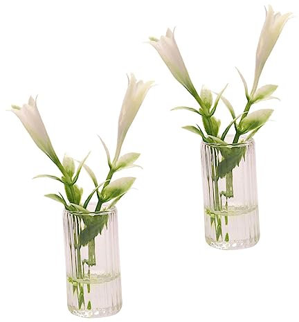 KONTONTY 2pezzi Vaso per Bambole in Miniatura Decorazione Floreale per Ragazza Mini Casa Giglio in Miniatura Vaso Decorativo per Ragazza Accessorio da Scrivania Grazioso per Fai