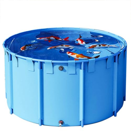 Zusammenklappbarer Koiteich für Fische – strapazierfähiges, tragbares Segeltuch-Fischtank, rund, Outdoor/Innen-Becken, robustes PVC, ideal für Garten und Aquarium