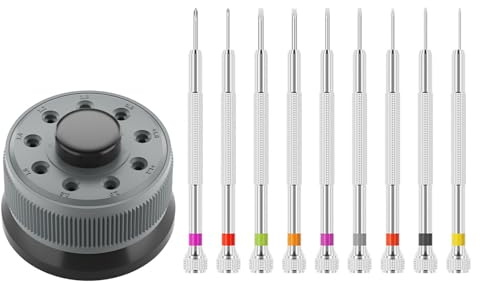 Juego de 9 destornilladores de relojero de 0,8 mm a 2,0 mm para reparación de gafas, relojes, electrónicos, destornillador ranurado, destornilladores de mantenimiento automotriz