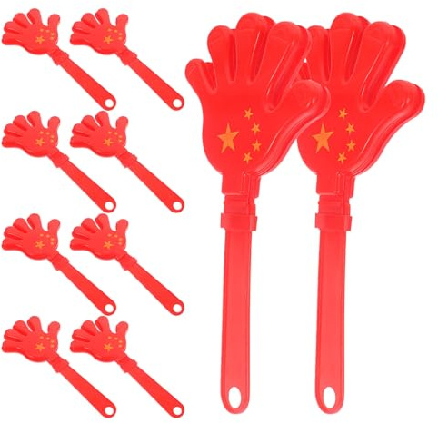 Mobestech 10 Pezzi Hand Clappers per Feste in Abs Rosso, Accessori Leggeri e Rumorosi per Eventi Scolastici e Celebrazioni di Gruppo