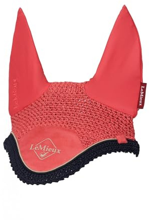 LeMieux Classic Crochet Fly Hood - Comfortable Lycra Ears - Piping Details for Mixy-matchy Outfitting - Cranberry - X-Large