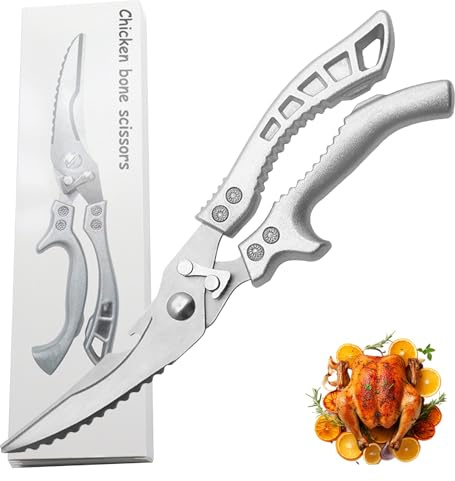 Omnikryp Forbici da Cucina, Forbice Resistenti Affilate Trinciapollo, Forbici da Cucina Professionali con Chiusura di Sicurezza per Pollame Pollo, Pesce, Carne, Verdure, Frutti di Mare