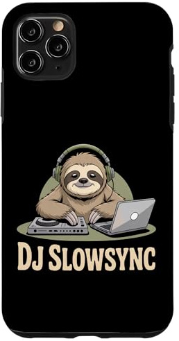 DJ Slowsync Sloth DJ Turntable Laptop Headphones Music Case for iPhone 11 Pro Max