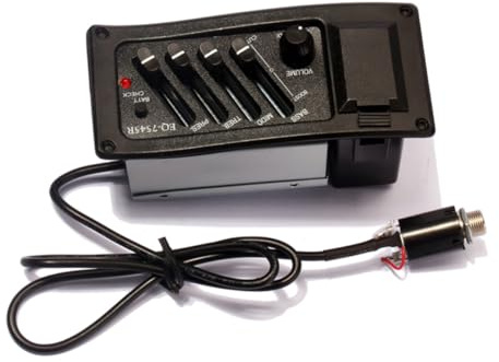 ULDIGI Gitarren Tonabnehmer mit 4-band Vorverstärker für Akustikgitarre Folk mit Lautstärkeregler und 2,5-mm Anschlusskabel