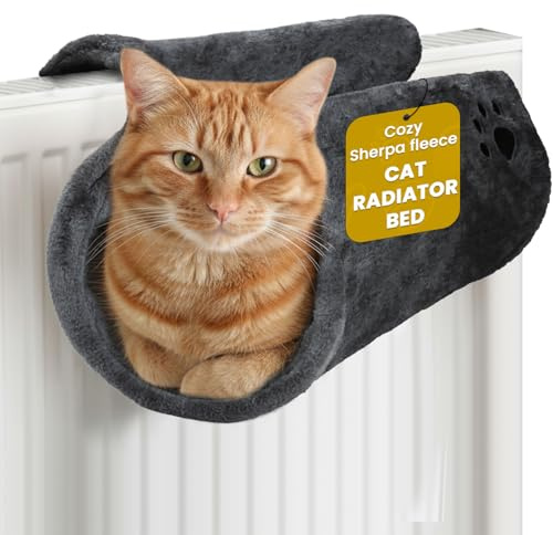 SIMPLY 4 PETS Cat Radiator Bed - Super Soft Faux Fur Cat Hammock for Indoor Cats - Radiator Kitten Beds with Strong Metal Frame, Washable Cover - Warm Bed for Kittens & Large Cats