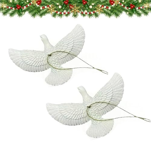 2PCS JOPWUE Colombes de la Paix en Tortue de l'Amitié - Décoration de Sapin de Noël à Suspendre & Décoration de Maison, Colombe de la Paix pour Sapin de Noël, Boule Suspendue pour un Bon Ami (2 pcs)