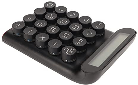 Tomantery Calculadora Mecánica con Interruptor Azul con Pantalla LCD de 10 Dígitos para Uso en Oficina, Material ABS, 1 Batería Incluida (Negro)