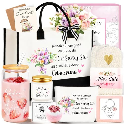 TUZELIYA Geschenke für Frauen, 8tlg. Mutmacher Geschenk Geburtstag | mit Grußkarte, Geburtstagsgeschenk Geschenkset für Mama Ehefrau Beste Freundin Kollegin Schwester Tochter