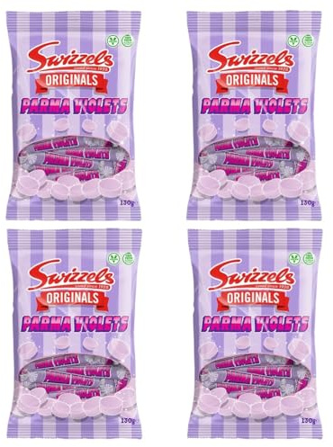 Swizzels Originals Retro Classic Sharing Bag Sweets x 4 Single Bags | For Parties, Gifts, Sharing, Seasonality, Special Events (Swizzels Parma Violets Originals x 4)
