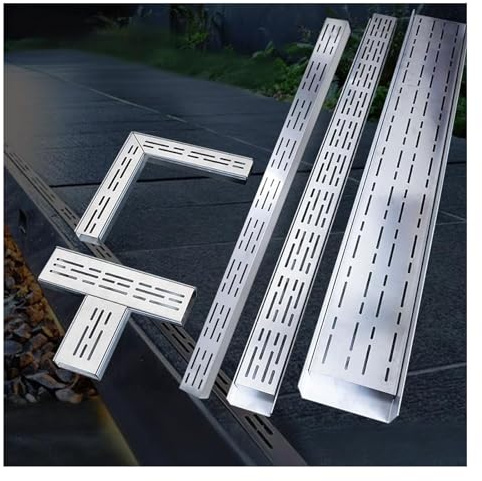 FENGZEQUAN Canaletta Scolo Acqua Piovana，Piccolo Canaletta Scolo Acqua Piovana Acciaio Inox 304 Robusto Canale di Drenaggio per Cortile Filtro di Drenaggio Lineare(H5*W10CM/H1.97*W3.94IN)