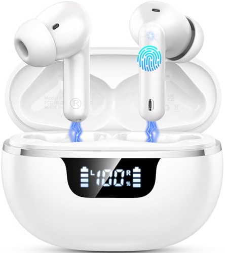 Donerton 2026 Wireless Earbuds, Ear buds with 4 ENC Noise Cancelling Microphone, Bluetooth 5.4 Headphones In Ear HiFi Stereo Deep Bass, Bluetooth Earphones 50H Playtime LED Display, Fast Charge