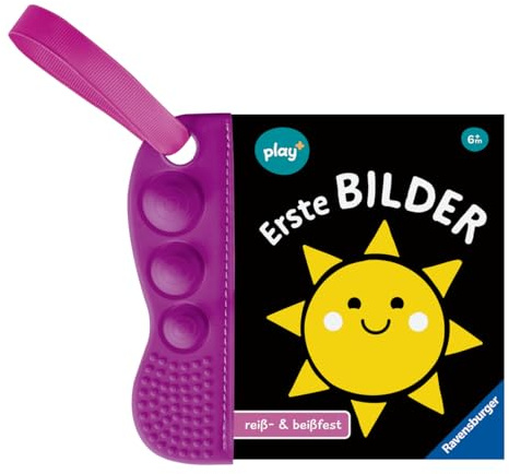 Ravensburger Play+ flip&pop: Erste Bilder (Mein allererstes Beißbuch), Baby-Buch ab 6 Monate, Kontrastbuch Baby, Badebuch mit Pop-Its: Mein allererstes Beißbuch