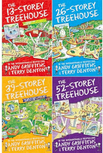 The Treehouse Series by Andy Griffiths & Terry Denton: The 13, 26, 39 & 52-Storey Treehouse - A Hilarious 4-Book Starter Collection of Flying Cats & Marshmallow Machines (4-Book Set)