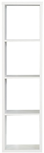 Forte MAURO Regal 30 40, 1x4 Fächer, Weißes Standregal, Bücheregal, Büroregal, Home Office, Kinderzimmer, Holzwerkstoff, Weiß, 38,2 cm breit x 141,8 cm hoch x 32,9 cm tief