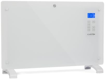 Klarstein Energy Efficient Electric Heaters for Home, 2000W Free Standing Low Energy Convector Heater w/Floor Rollers, Slim Portable Indoor Silent Storage Heater Wall Mounted Panel Thermostat