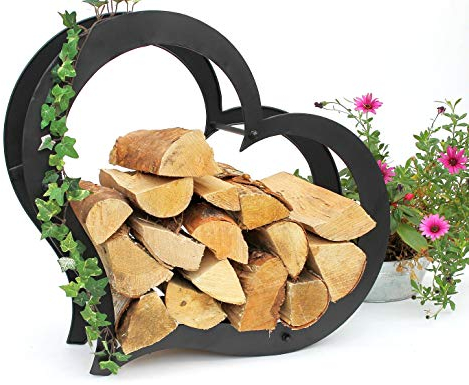 DanDiBo 190135 - Supporto per legna da ardere, per interni, in metallo, a forma di cuore, 66 cm