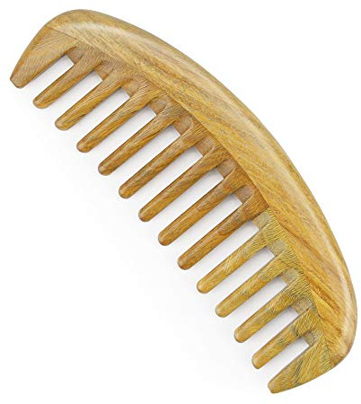 Onedor Haarkamm aus natürlichem Sandelholz, handgefertigt, 100% natürliches Sandelholz, antistatisch, natürlicher Haarentwirrer, Holzkamm (Ovaler Kamm mit breiten Zähnen)