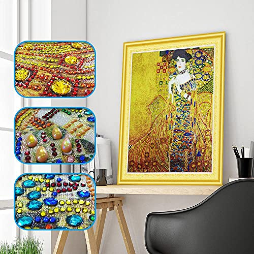 DonElton 5D Diamond Painting inspiriert von Gustav Klimt – 40x50 cm Set mit Spezial- und Kristallsteinen, selbstklebende Leinwand, Kreativset für Erwachsene
