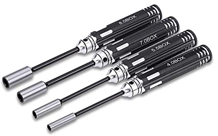 Juego de Destornilladores de Tuerca Hexagonal de 4 Piezas,Destornilladores de Enchufe de Llave de 4, 0 MM,5, 5 MM,7, 0 MM,8, 0 MM para Modelos de Coches RC
