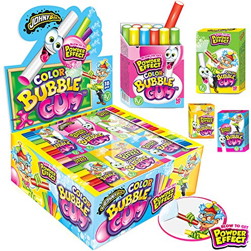 BASTONCINI COLORATI GOMME DA MASTICARE JOHNYBEE COLOR BUBBLE GUM BOX 18 PZ