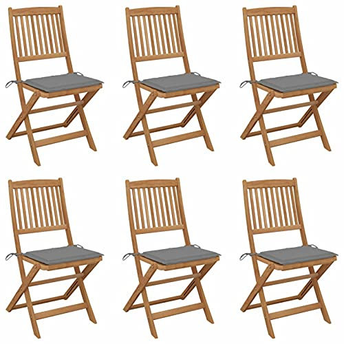 Tidyard Garten Essstühle Terrassenstuhl Klappstühle Gartenstühle 6 Stk.mit Kissen,Outdoor-Klappstuhl Regiestühle Holzstuhl Gartenm?bel Balkonstuhl Campingstuhl für Garten,Terrasse,Strand
