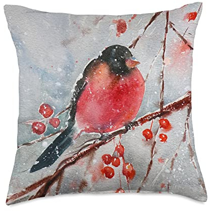 Red Robin Christmas Holiday Home Decor Accents Accessories Throw Pillow