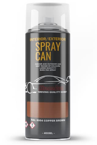 Xtremeauto Spray Paint Finish For Indoor And Outdoor Use Garden Cars Home Kitchen Bathroom Furniture Art Craft Bikes Radiators Metal Wood Plastic Glass UPVC Stone PVC RAL 8004 Copper brown
